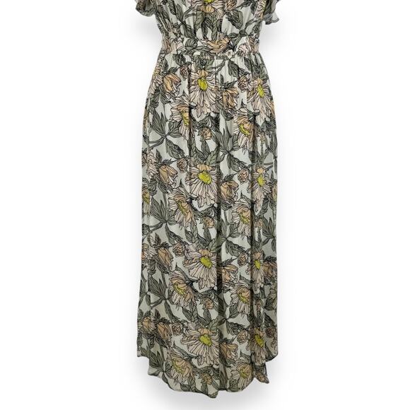 Anthropologie Blank London Dress Womens XS Gray Floral Flounce Maxi Wrap - Picture 8 of 14